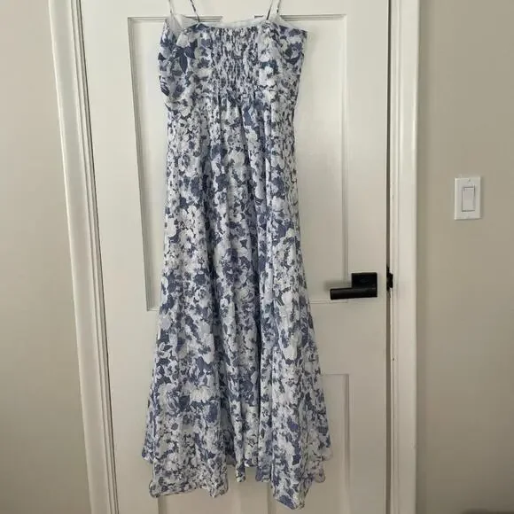 Reformation Blue and White Floral Monette Linen Dress Size 8 NWT - Picture 3 of 8